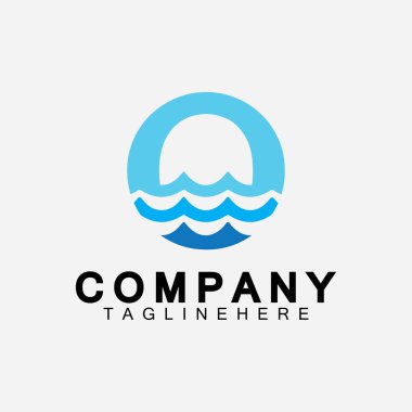 Su Logosu O Simgesi Tasarımı, Harf O Su Logosu Şablonu, Amblem, Tasarım Konsepti, Yaratıcı Sembol