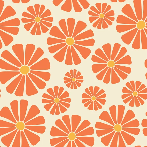 Gänseblümchen Blumen Groovy Retro Nahtlose Muster Y2K Ästhetischen Vintage Hintergrund — Stockvektor