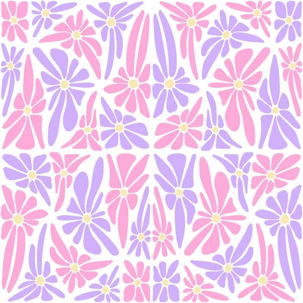 Y2K Retro Kaleidoskopisch Verzerrte Gänseblümchen Nahtlose Muster Groovy Trippy Psychedelischen — Stockvektor