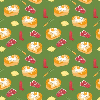 Kore sokak yemekleri pürüzsüz. Yumurta ekmeği, zencefil, jambon, peynir, yeşil soğan, ketçap. Asya 'nın popüler yemeği. Güzel karalama geçmişi. Vektör illüstrasyonu.