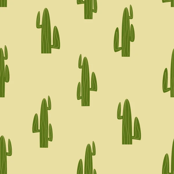 Grand Cactus Désert Motif Simple Sans Couture Mexique Cactacées Fond — Image vectorielle