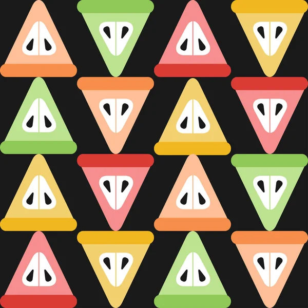Mosaïque Abstraite Colorée Pommes Tranchées Motif Sans Couture Fond Juteux — Image vectorielle