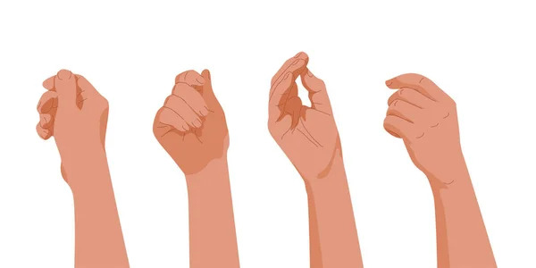 Conjunto Mãos Humanas Isoladas Palma Dedos Colocados Gestos Segurar Dar — Vetor de Stock