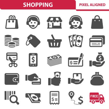 Shopping Icons. Retail, commerce, consumerism vector icon set