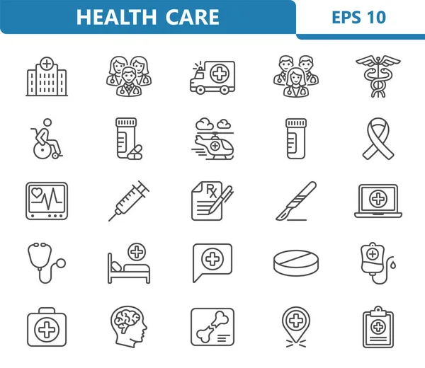 Healthcare Icons. Health Care, Medical, Hospital Vector Icon Set