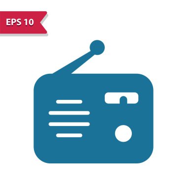 Radyo Simgesi. Kabartma biçiminde profesyonel vektör simgesi.