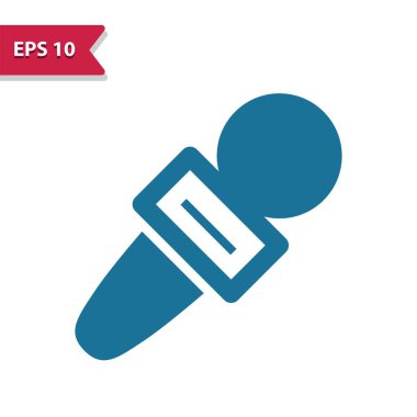 Mikrofon Simgesi. Kabartma biçiminde profesyonel vektör simgesi.