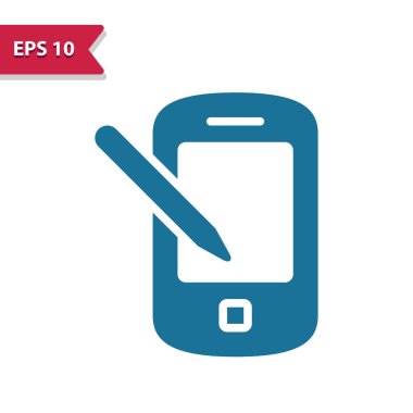 Cep bilgisayarı, cep telefonu simgesi. Kabartma biçiminde profesyonel vektör simgesi.