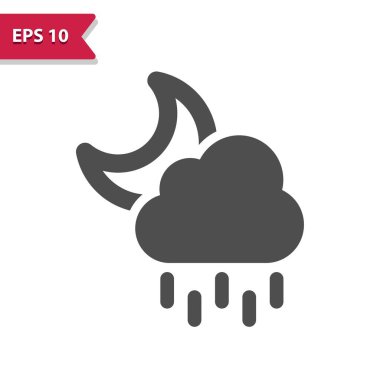 Raining Icon. Rain, Cloud, Moon, Night, Weather, Raindrop