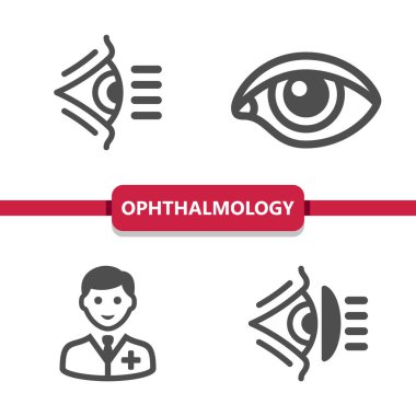 Oftalmoloji Simgeleri. Sağlık hizmetleri, sağlık hizmetleri, tıbbi vektör simgesi