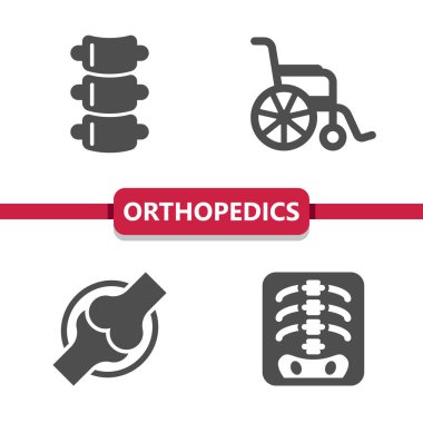 Ortopedi Simgeleri. Sağlık hizmetleri, sağlık hizmetleri, tıbbi vektör simgesi