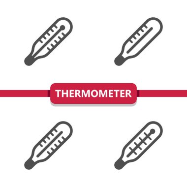 Termometre Simgeleri. Sağlık hizmetleri, sağlık hizmetleri, tıbbi vektör simgesi