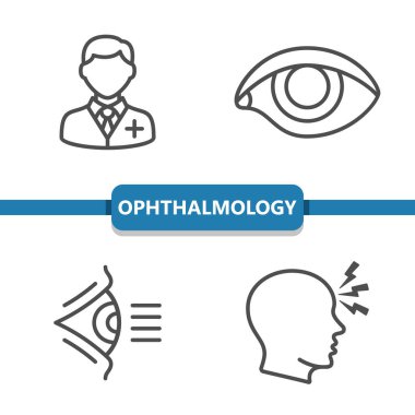 Oftalmoloji Simgeleri. Sağlık hizmetleri, sağlık hizmetleri, tıbbi vektör simgesi
