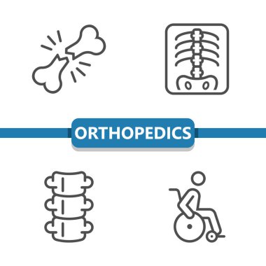 Ortopedi Simgeleri. Sağlık hizmetleri, sağlık hizmetleri, tıbbi vektör simgesi