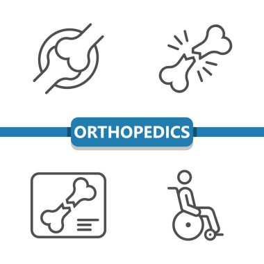 Ortopedi Simgeleri. Sağlık hizmetleri, sağlık hizmetleri, tıbbi vektör simgesi
