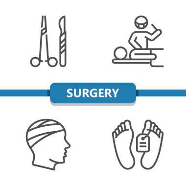 Cerrahi Simgeleri. Sağlık hizmetleri, sağlık hizmetleri, tıbbi vektör simgesi