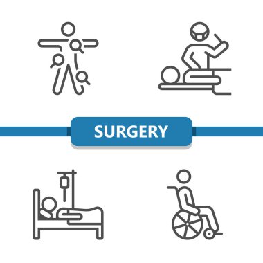 Surgery Icons. Healthcare, health care, medical vector icon set clipart