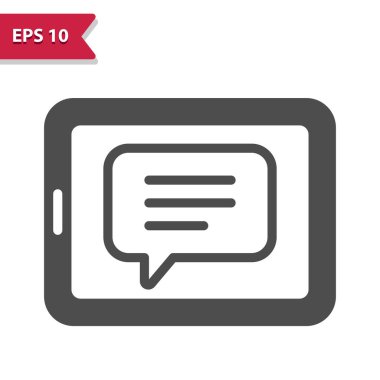 Sohbet Bubble Simgesi ile Tablet. Profesyonel vektör simgesi.