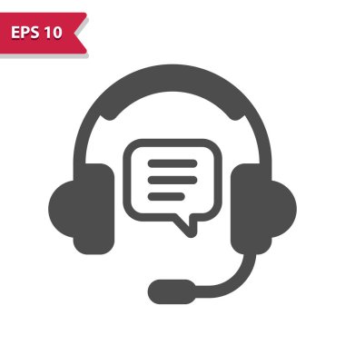 Sohbet Bubble Simgesi ile kulaklık. Profesyonel vektör simgesi.