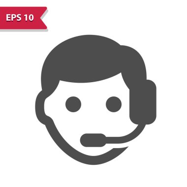 Erkek Çağrı Merkezi Temsilcisi Simgesi. Profesyonel vektör simgesi.