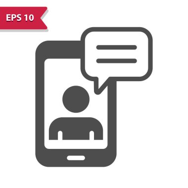 Video çağrısı - Avatar ve Chat Bubble Icon ile akıllı telefon. Profesyonel vektör simgesi.