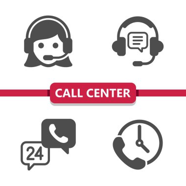 Müşteri Destek Merkezi Müşteri Hizmetleri Simgeleri 'ni ara. Profesyonel vektör simgesi.