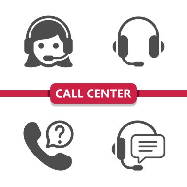 Müşteri Destek Merkezi Müşteri Hizmetleri Simgeleri 'ni ara. Profesyonel vektör simgesi.