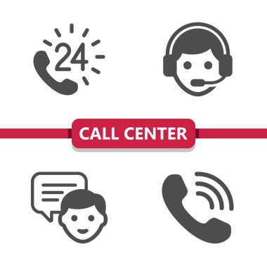Müşteri Destek Merkezi Müşteri Hizmetleri Simgeleri 'ni ara. Profesyonel vektör simgesi.