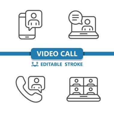 Görüntülü Sohbet Simgeleri. Profesyonel vektör simgesi belirlendi.