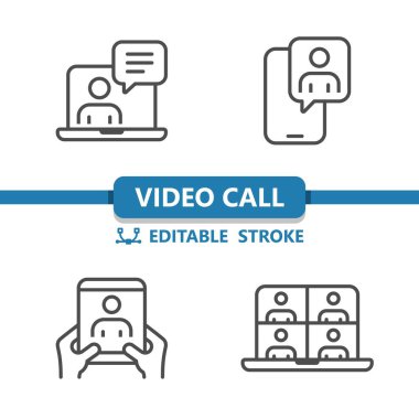 Görüntülü Sohbet Simgeleri. Profesyonel vektör simgesi belirlendi.