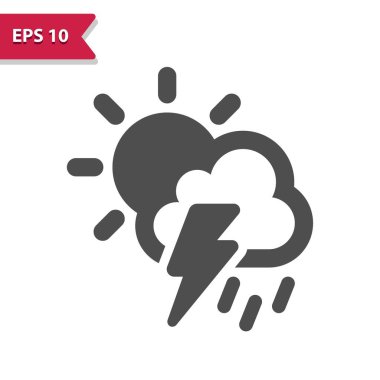 Fırtına Simgesi. Yağmur, Yağmur, Bulut, Güneş, Yıldırım, Şimşek Fırtınası, Hava Durumu