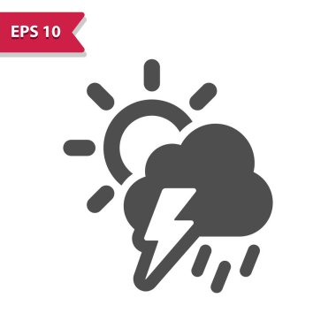 Fırtına Simgesi. Yağmur, Yağmur, Bulut, Güneş, Yıldırım, Şimşek Fırtınası, Hava Durumu