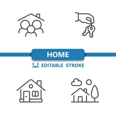 Ev Simgeleri. Aile, El, Anahtarlar, Ev, Gayrimenkul Simgesi