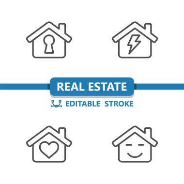 Emlak Simgeleri. Ev, Ev, Bina, Anahtar Deliği, Elektrik, Rüya Evi Simgesi