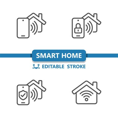 Akıllı Ev Simgeleri. House, Technology, Smartphone, Mobile Phone, Wireless, WiFi Simgesi