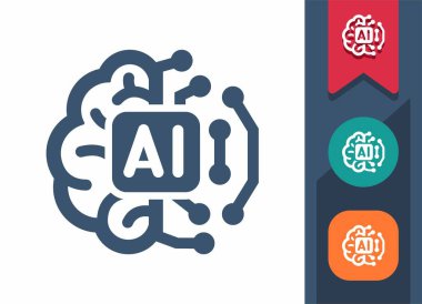 AI Icon. Artificial Intelligence, Machine Learning, Brain, Circuit clipart