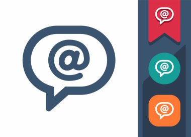 Sohbet Baloncuk Simgesi. Konuşma Balonu, Yorum, Mesaj, @, E- posta