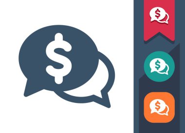 Sohbet Bubbles Simgesi. Konuşma Balonu, Konuşma, Tartışma, Para, Dolar. Profesyonel, piksel mükemmel vektör simgesi.