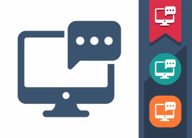 Bilgisayar Ekran Simgesi. Monitör, PC, Sohbet Balonu, Konuşma Baloncuğu