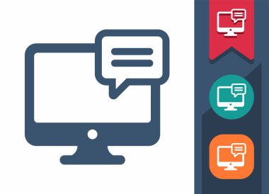 Bilgisayar Ekran Simgesi. Monitör, PC, Sohbet Balonu, Konuşma Baloncuğu