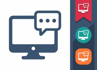 Bilgisayar Ekran Simgesi. Monitör, PC, Sohbet Balonu, Konuşma Baloncuğu