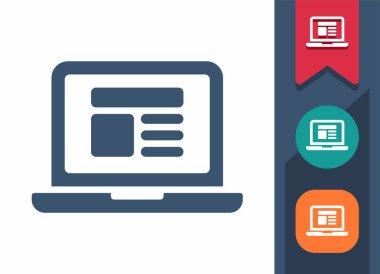 Laptop Simgesi. Bilgisayar, Web Tarayıcı, İnternet, Web Sitesi, Sosyal Medya