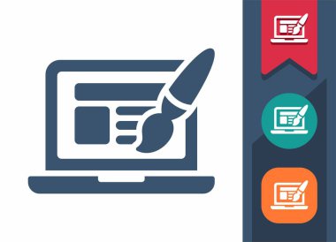 Laptop Simgesi. Bilgisayar, Web Tasarımı, SEO, Boya Fırçası, Web Sitesi