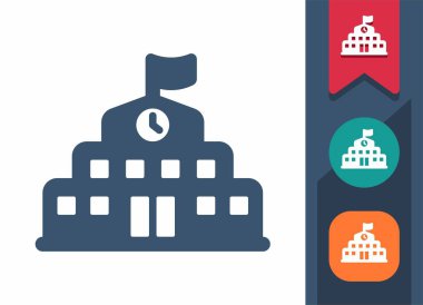 Okul ikonu. Okul Binası, Lise, Üniversite, Üniversite