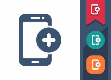 Akıllı Telefon Simgesi. Cep telefonu, telefon, düğme, ekle, artı