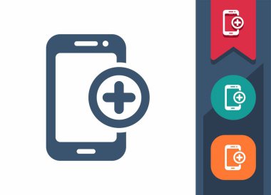 Akıllı Telefon Simgesi. Cep telefonu, telefon, düğme, ekle, artı