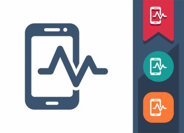 Akıllı Telefon Simgesi. Cep telefonu, telefon, durum, yaşam çizgisi, nabız