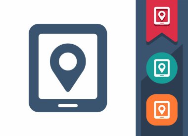 Tablet Simgesi. Konum, Harita İşaretleyici, Harita İğnesi, Hedef