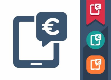 Tablet Simgesi. Mobil Bankacılık, İnternet Bankacılık, Çevrimiçi Alışveriş, Para, Euro