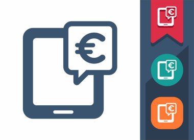 Tablet Simgesi. Mobil Bankacılık, İnternet Bankacılık, Çevrimiçi Alışveriş, Para, Euro